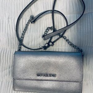 Michael Kors Silver Metallic Clutch